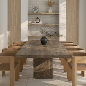tan tiles in dining room