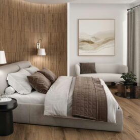 wood tile in bedroom
